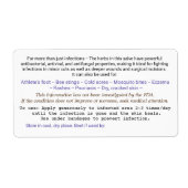 Étiquette pour le dos du pot de salve. (Devant)