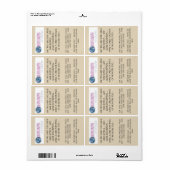 ÉTIQUETTE POUR LE LG, PETITES BOUTEILLES DE VIN, JARS, PETIT (Feuille entière)