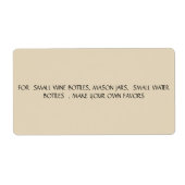 ÉTIQUETTE POUR LES PETITES BOUTEILLES DE VIN, JARS MASON, PE (Devant)