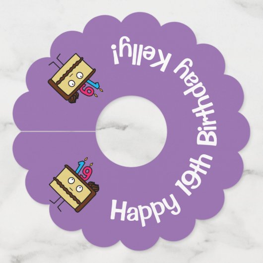 Étiquette Pour Verre De Vin 19e anniversaire Gâteau aux chandelles glace choco (Devant)