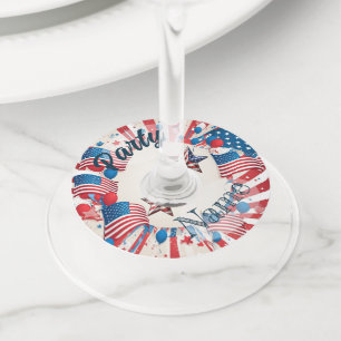 Étiquette Pour Verre De Vin 4 juillet