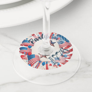 Étiquette Pour Verre De Vin 4 juillet