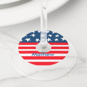 Étiquette Pour Verre De Vin 4 juillet jour de l'indépendance ajouter nom texte (De près)