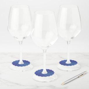 Étiquette Pour Verre De Vin Acceptation   Motif de Blue Indigo Violet Shibori
