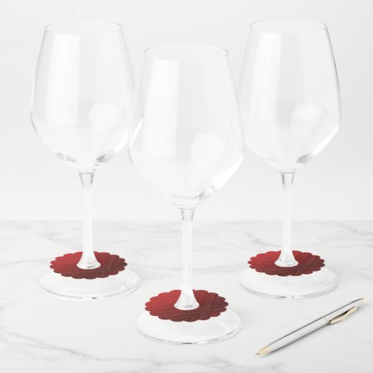 Étiquette Pour Verre De Vin Acceptation | Motif de Boho Eclectique Rouge (Lot)