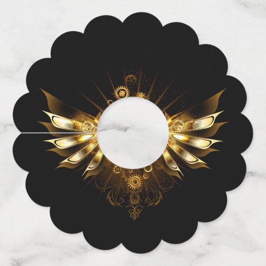 Étiquette Pour Verre De Vin Ailes de Steampunk (Devant)