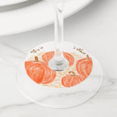 Étiquette Pour Verre De Vin AJOUT Citrouille peint à la main NOM (De près)