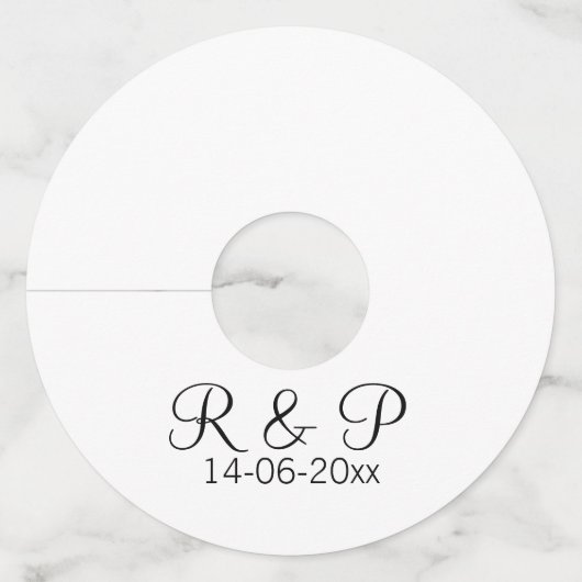 Étiquette Pour Verre De Vin Ajouter monogramme du nom du couple ajouter date a (Devant)