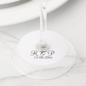 Étiquette Pour Verre De Vin Ajouter monogramme du nom du couple ajouter date a (De près)