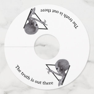 Étiquette Pour Verre De Vin Alien gris, la vérité est là