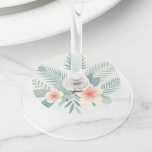 Étiquette Pour Verre De Vin Ananas floral & Hawaiian