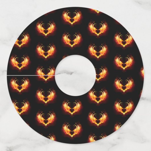 Étiquette Pour Verre De Vin Angel Fire Heart with Wings (Devant)