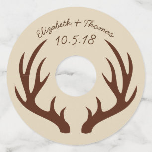Étiquette Pour Verre De Vin Antlers de cerfs Brown rustiques et Mariage de tau