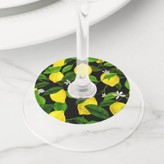 Étiquette Pour Verre De Vin Aquarelle Citron 2 (De près)