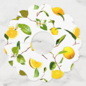 Étiquette Pour Verre De Vin Aquarelle Citron et Feuilles 16 (Devant)