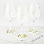 Étiquette Pour Verre De Vin Aquarelle Citron et Feuilles 16 (Lot)