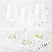 Étiquette Pour Verre De Vin Aquarelle Citron et Feuilles 2 (Lot)