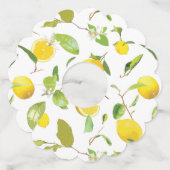 Étiquette Pour Verre De Vin Aquarelle Citron et Feuilles 2 (Dos)