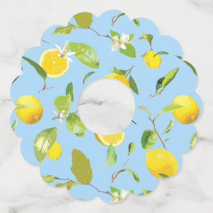 Étiquette Pour Verre De Vin Aquarelle Citron et Feuilles 3