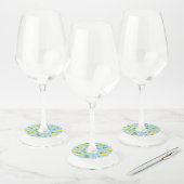 Étiquette Pour Verre De Vin Aquarelle Citron et Feuilles 3 (Lot)