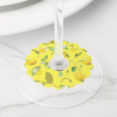 Étiquette Pour Verre De Vin Aquarelle Citron & Feuilles 4 (De près)