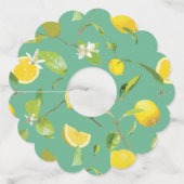 Étiquette Pour Verre De Vin Aquarelle Citron & Feuilles 8 (Devant)