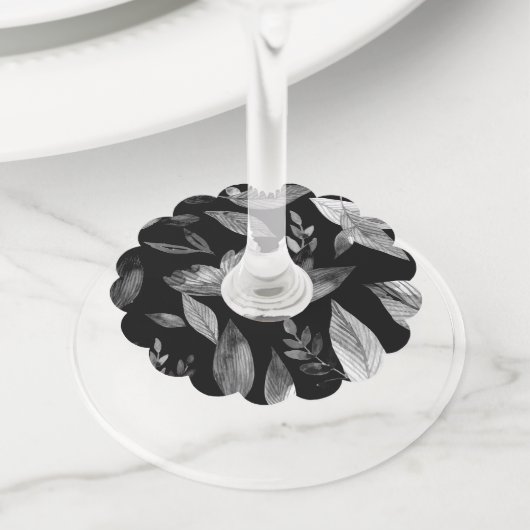 Étiquette Pour Verre De Vin Aquarelle tombée feuille 9 (De près)