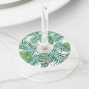 Étiquette Pour Verre De Vin Aquarelle Tropical Feuille Mariage Vin Tags