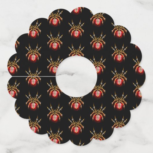 Étiquette Pour Verre De Vin Araignée en vapeur noire (Devant)