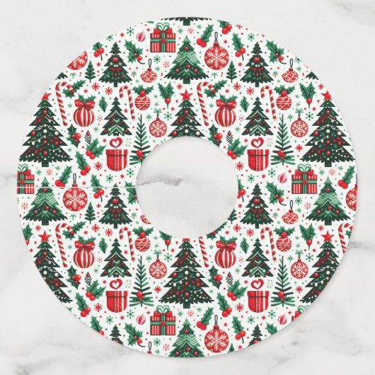 Étiquette Pour Verre De Vin Arbre de Noël, cadeaux, sucre de canne (Devant)