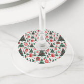Étiquette Pour Verre De Vin Arbre de Noël, cadeaux, sucre de canne (De près)