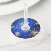 Étiquette Pour Verre De Vin Arrière - plan Bleu XMAS avec des flocons de neige (De près)