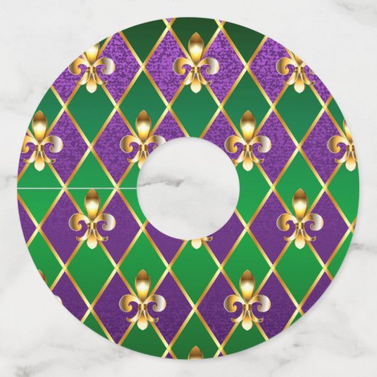 Étiquette Pour Verre De Vin Arrière - plan de bijoux Mardi Gras (Dos)
