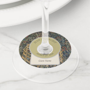 Étiquette Pour Verre De Vin Art de licorne médiévale vintage en captivité