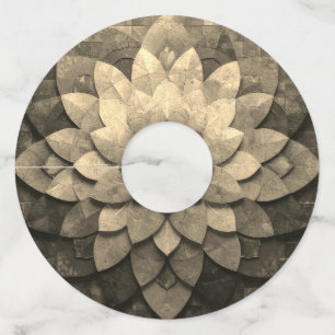 Étiquette Pour Verre De Vin Art de mandala doré antique texturé fleur