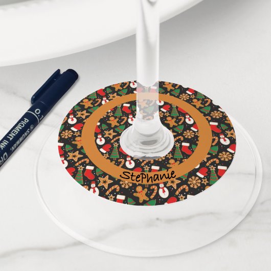 Étiquette Pour Verre De Vin Baking Spirits Bright Gingerbread Noël Cookie