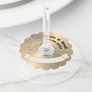 Étiquette Pour Verre De Vin Balises de verre à vin Mariage personnalisées Gold