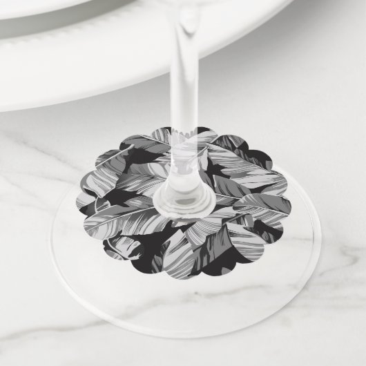 Étiquette Pour Verre De Vin Banane Feuille 3 (De près)