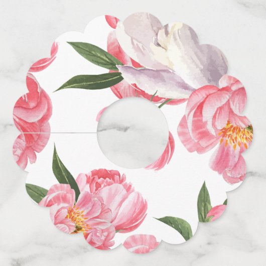 Étiquette Pour Verre De Vin Beau Rose (Devant)