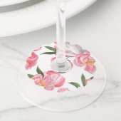 Étiquette Pour Verre De Vin Beau Rose (De près)