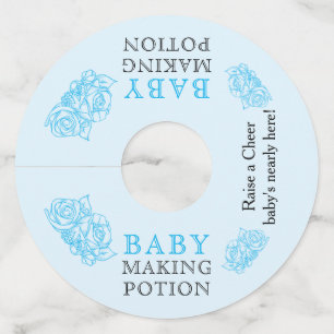 Étiquette Pour Verre De Vin Bébé faisant potion Baby shower bleu toast