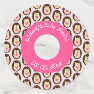 Étiquette Pour Verre De Vin Belle Fille Bébé Hérisson Rose Baby Shower