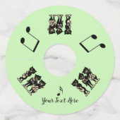 Étiquette Pour Verre De Vin Black Cat Musiciens Instruments Notes musicales Ve (Devant)