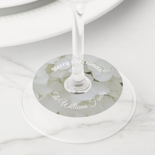 Étiquette Pour Verre De Vin Blanc Hydrangea Floral Ajouter nom et texte (De près)