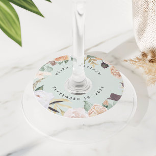 Étiquette Pour Verre De Vin Boho Blooms Floral moderne Mariage personnalisé