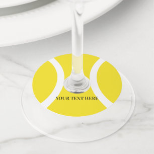 Étiquette Pour Verre De Vin Boule de tennis jaune Anniversaire soirée étiquett
