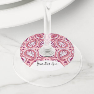 Étiquette Pour Verre De Vin Boutons Motifs Fancy Rose Paisley