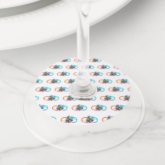 Étiquette Pour Verre De Vin Bright infinity with rainbow butterfly (De près)