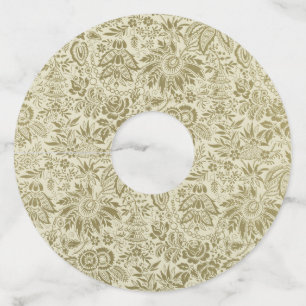 Étiquette Pour Verre De Vin Broderie botanique papier peint toile florale vert