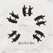 Étiquette Pour Verre De Vin Bund'ours noirs dansant ensemble Silhouette (Devant)